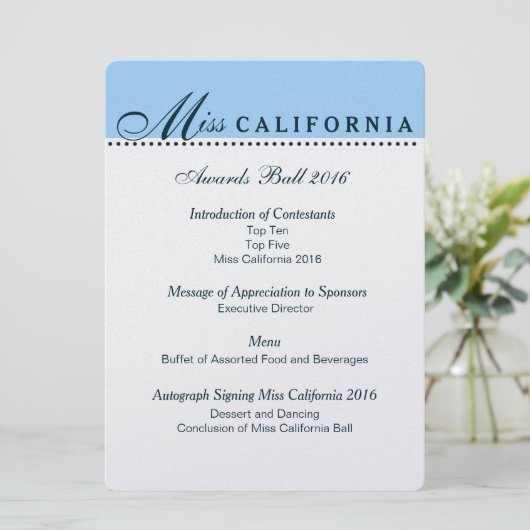 Pageant Awards Ball Program in Metallic Silver メニュー (スタンド正面)