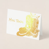 Pageant Crown Cowboy Boot Gold Thank You 箔カード (正面)