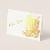 Pageant Crown Cowboy Boot Gold Thank You 箔カード (正面)