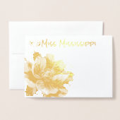 Pageant Crown & Magnolia Gold Foil Thank You Card 箔カード (封筒付き正面)