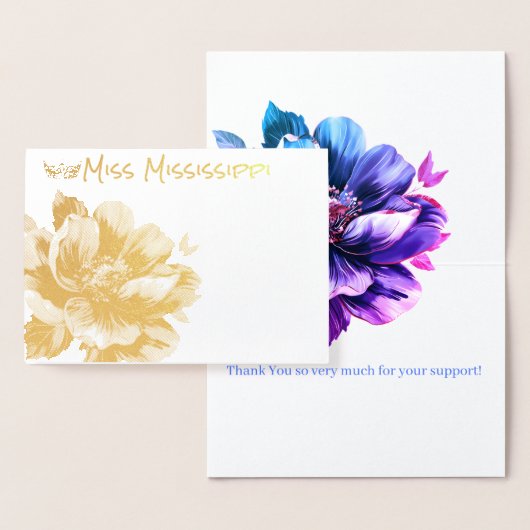 Pageant Crown & Magnolia Gold Foil Thank You Card 箔カード (ディスプレー)