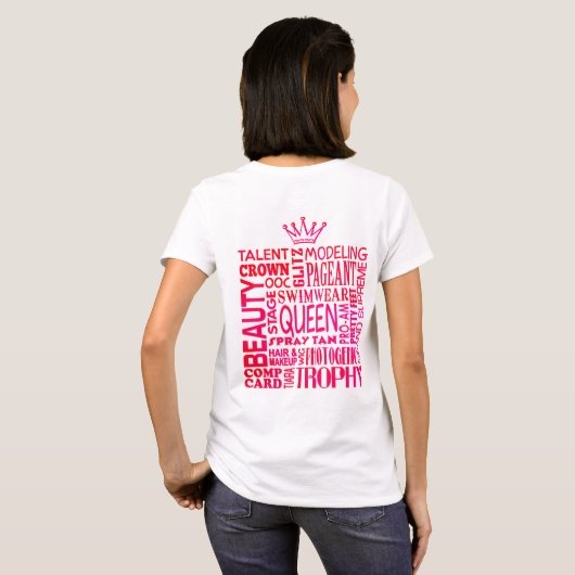 Pageant Mom – ピンク美しいPageant Words Tシャツ (裏面フル)