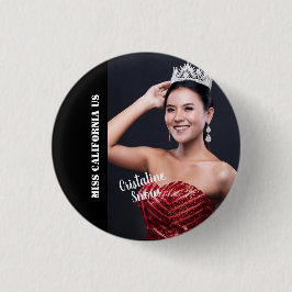 Pageant Sash Button Pin - Photo Dark Background 缶バッジ