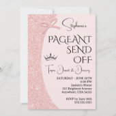 Pageant Send Off Party Invitation | Pink Glitter 招待状 (正面)