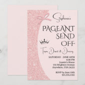 Pageant Send Off Party Invitation | Pink Glitter 招待状 (正面/裏面)