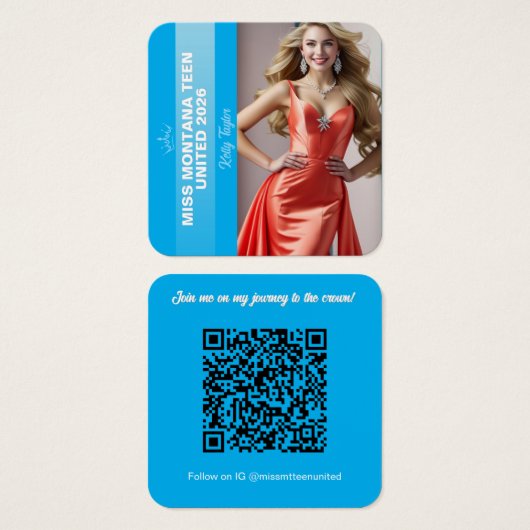 Pageant Titleholder Profile Card | Color Pop Blue (正面&裏面)