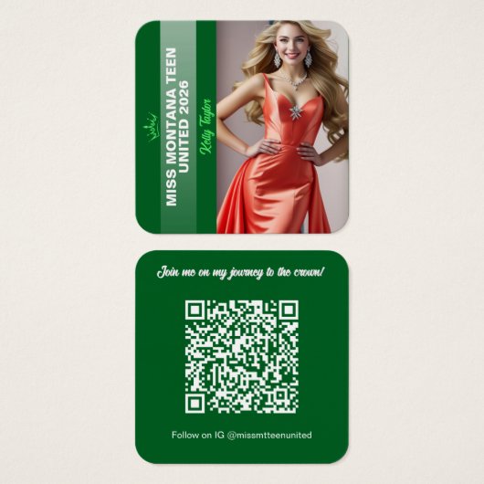 Pageant Titleholder Profile Card | Color Pop Green (正面&裏面)