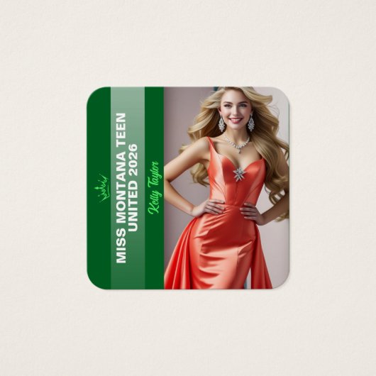 Pageant Titleholder Profile Card | Color Pop Green (正面)