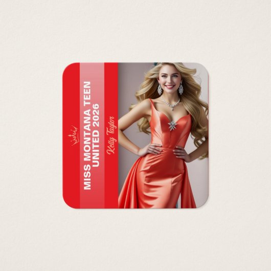Pageant Titleholder Profile Card | Color Pop Red (正面)