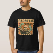 Pages T幽霊のよく出るシャツ – Gothic Academia Sketon Tシャツ (正面)