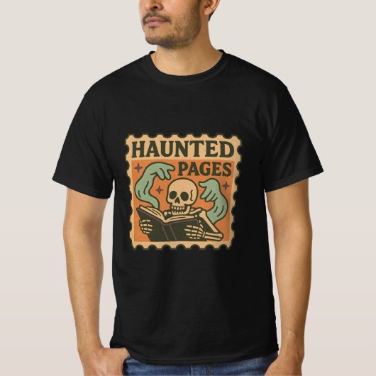 Pages T幽霊のよく出るシャツ – Gothic Academia Sketon Tシャツ (正面)