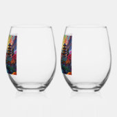 Pagoda and Coloured Landscape  ステムなしワイングラス (左)