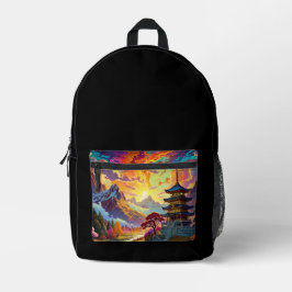 Pagoda and Coloured Landscape プリントバックパック