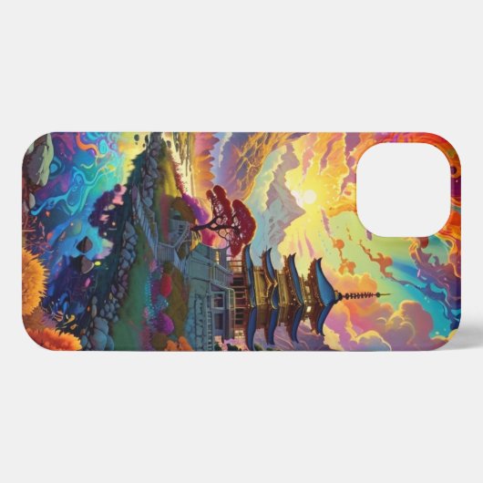 Pagoda and Coloured Landscape iPhoneケース (裏面横)