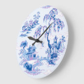 Pagoda Garden in Blue and Purple ラージ壁時計 (傾斜)