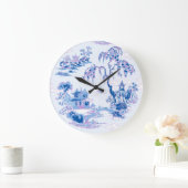 Pagoda Garden in Blue and Purple ラージ壁時計 (ホーム)