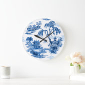 Pagoda Garden in Blue Porcelain ラージ壁時計 (ホーム)