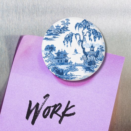 Pagoda Garden in Blue Porcelain Magnet マグネット