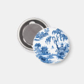 Pagoda Garden in Blue Porcelain Magnet マグネット (正面/裏面)