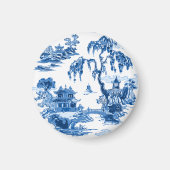Pagoda Garden in Blue Porcelain Magnet マグネット (正面)