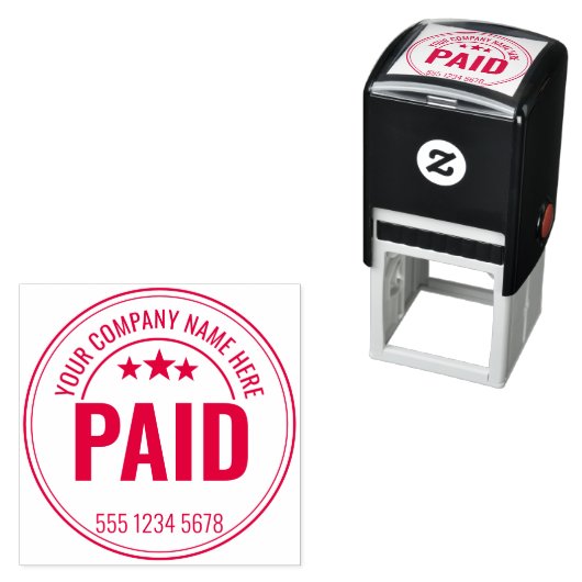 PAID Office Simple Framed red Self-inking Stamp セルフインキングスタンプ (インサイチュ)