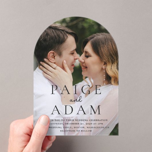 Paigeフォトモダン結婚ズ アクリル招待状 (インサイチュ (ポータブル))