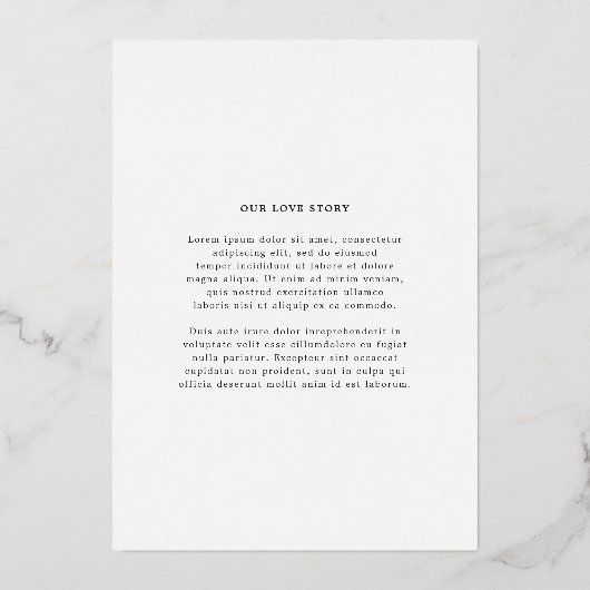 Paige写真モダン結婚式の日付の保存 箔招待状 (裏面)