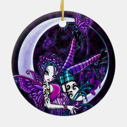 "Paige"のゴシック様式入れ墨の妖精の芸術のオーナメント セラミックオーナメント (裏面)