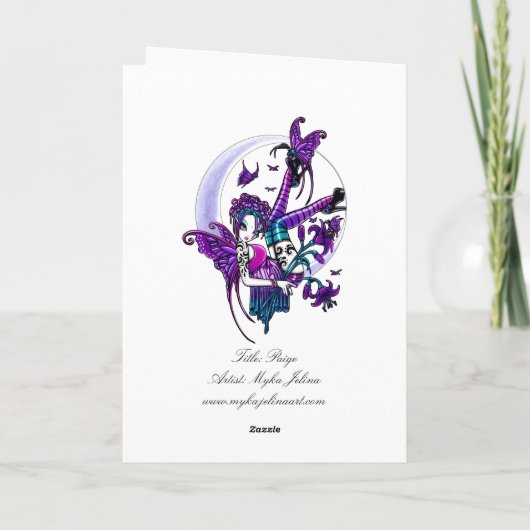 "Paige"レインボーバタフライムーンフェアリーアートカード カード (裏面)