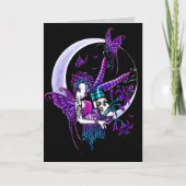 "Paige"レインボーバタフライムーンフェアリーアートカード カード (正面)