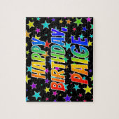 "PAIGE"名、おもしろい"ハッピーバースデー" ジグソーパズル (縦)