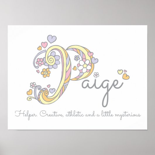 Paige monogram art girls name and meaning poster ポスター (正面)
