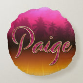 Paige Vorname Name golden pink Kissen ラウンドクッション (裏面)