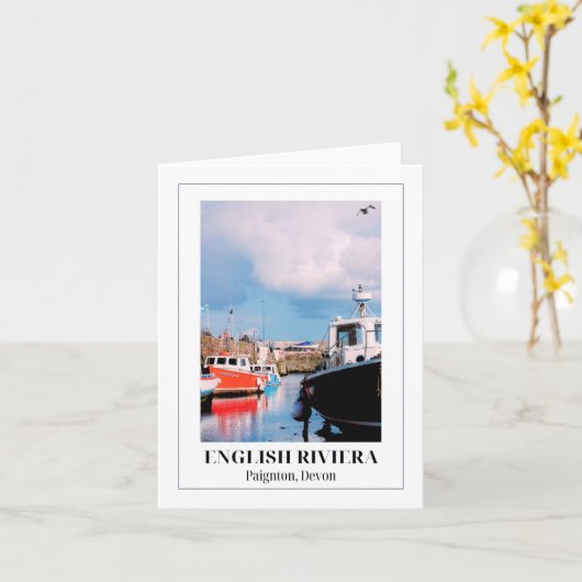Paignton Harbor, English Riviera, Devon カード (黄色い花)