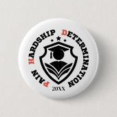 Pain, Hardship, Determination – Funny PhD Quote 缶バッジ (正面)