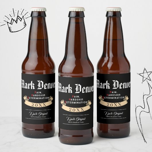 Pain, Hardship, Determination PHD Graduation Quote ビールラベル