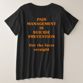PAIN MANAGEMENT IS SUICIDE PREVENTION/RSD WARRIOR プラスサイズTシャツ (デザイン裏面)