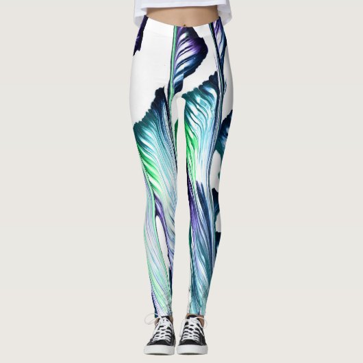 Pain Remover 1 Purple Green Abstract Leggings レギンス (正面)
