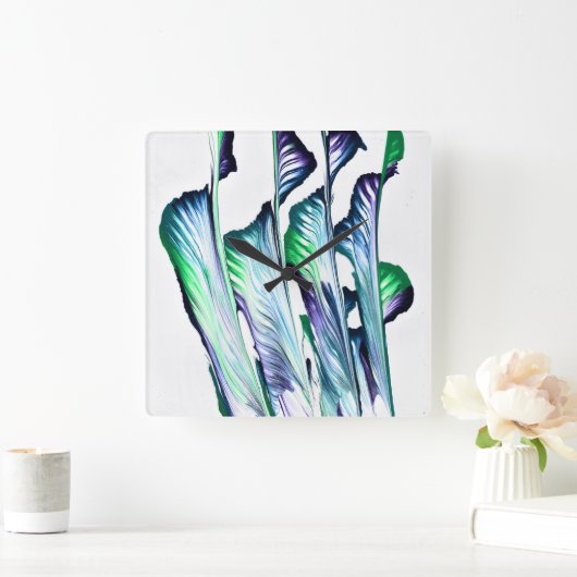 Pain Remover 1 Purple Green Abstract Wall Clock スクエア壁時計 (ホーム)