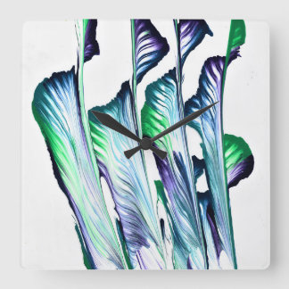 Pain Remover 1 Purple Green Abstract Wall Clock スクエア壁時計