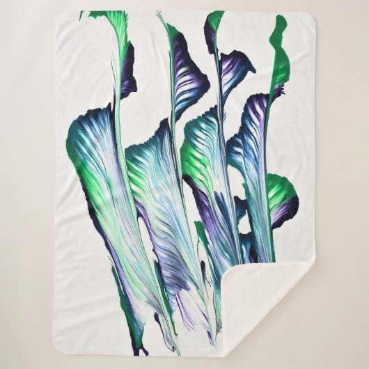 Pain Remover 1 Purple Green Flower Blanket シェルパブランケット (正面)