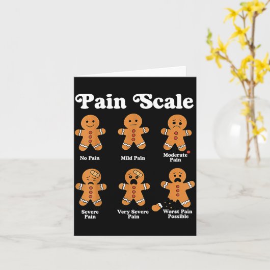 Pain Scale Funny Gingerbread Christmas Nurse Pain  カード (黄色い花)