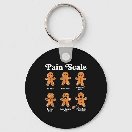 Pain Scale Funny Gingerbread Christmas Nurse Pain  キーホルダー (正面)