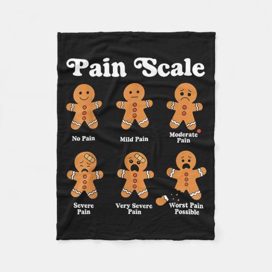 Pain Scale Funny Gingerbread Christmas Nurse Pain  フリースブランケット (正面)