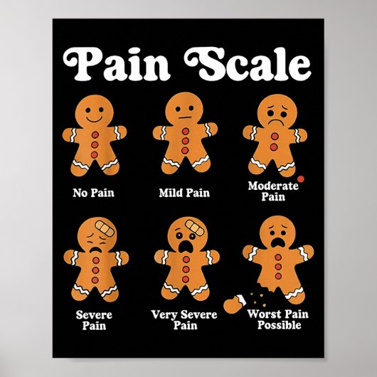 Pain Scale Funny Gingerbread Christmas Nurse Pain  ポスター (正面)