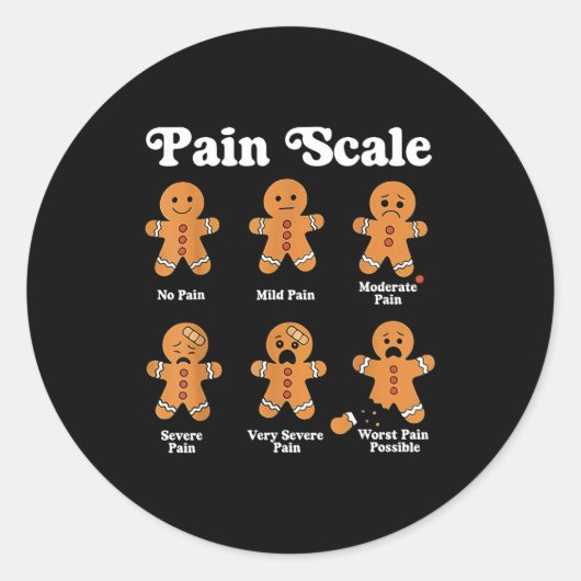 Pain Scale Funny Gingerbread Christmas Nurse Pain  ラウンドシール (正面)