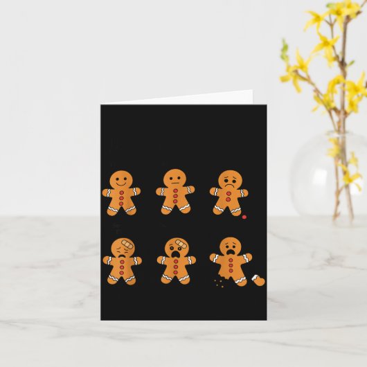 Pain Scale Funny Gingerbread Man Christmas Nurse H カード (黄色い花)