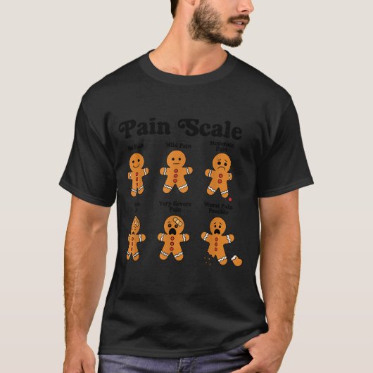 Pain Scale Funny Gingerbread Man Christmas Nurse H Tシャツ (正面)