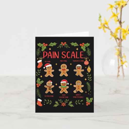 Pain Scale Gingerbread Essment Rn Er Nurse Christm カード (黄色い花)