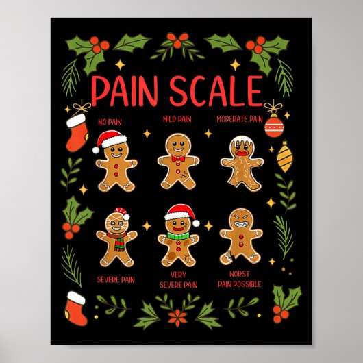 Pain Scale Gingerbread Essment Rn Er Nurse Christm ポスター (正面)